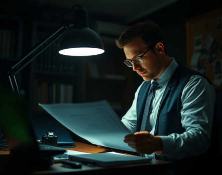 detective con un document