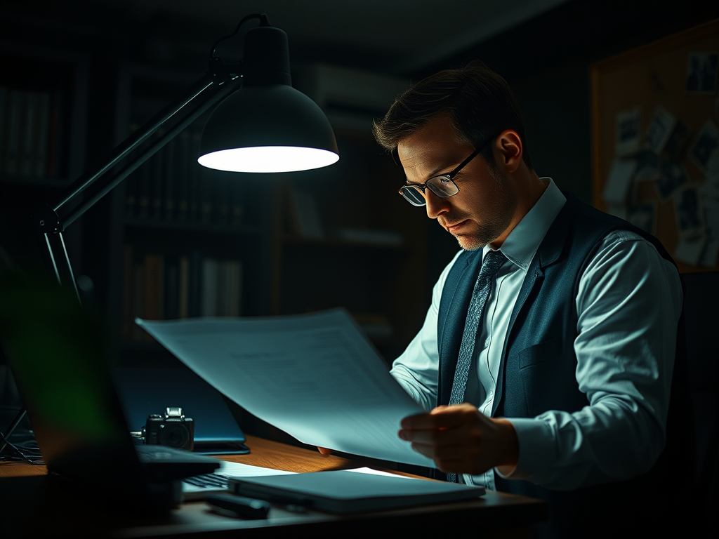 detective con un document